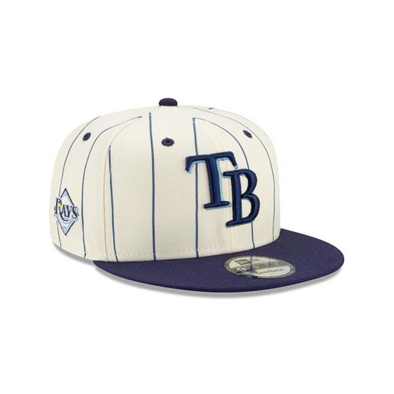 MLB Tampa Bay Rays Pinstripe 9Fifty Snapback (XEP5254) - White New Era Caps